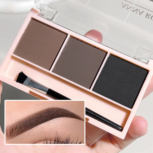 LuxuryGlow 3-Color Brow Powder Set with Brush — Long-Lasting, Natural, Easy-to-Wear Eyebrow Kit