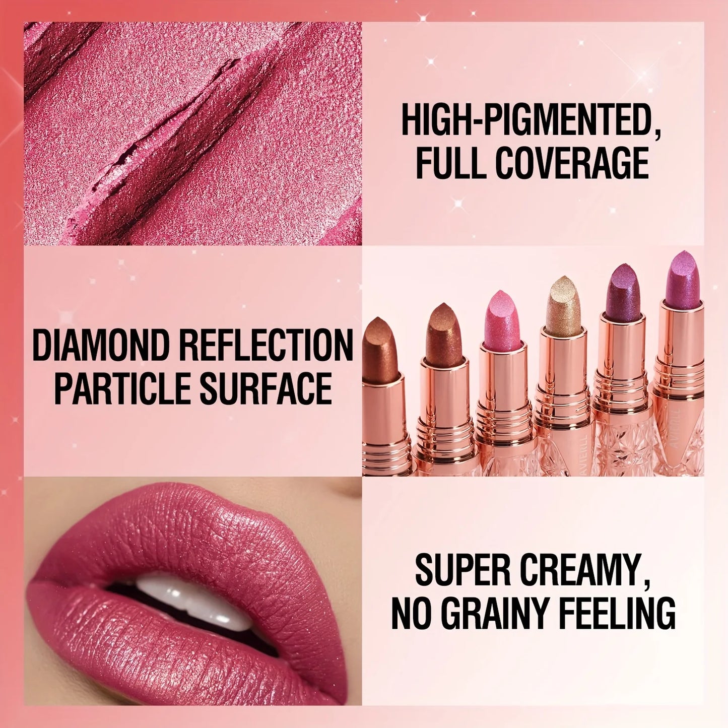 Lápiz labial perlado brillante 3 en 1 LuxuryGlow: mate, con brillo y resistente al agua