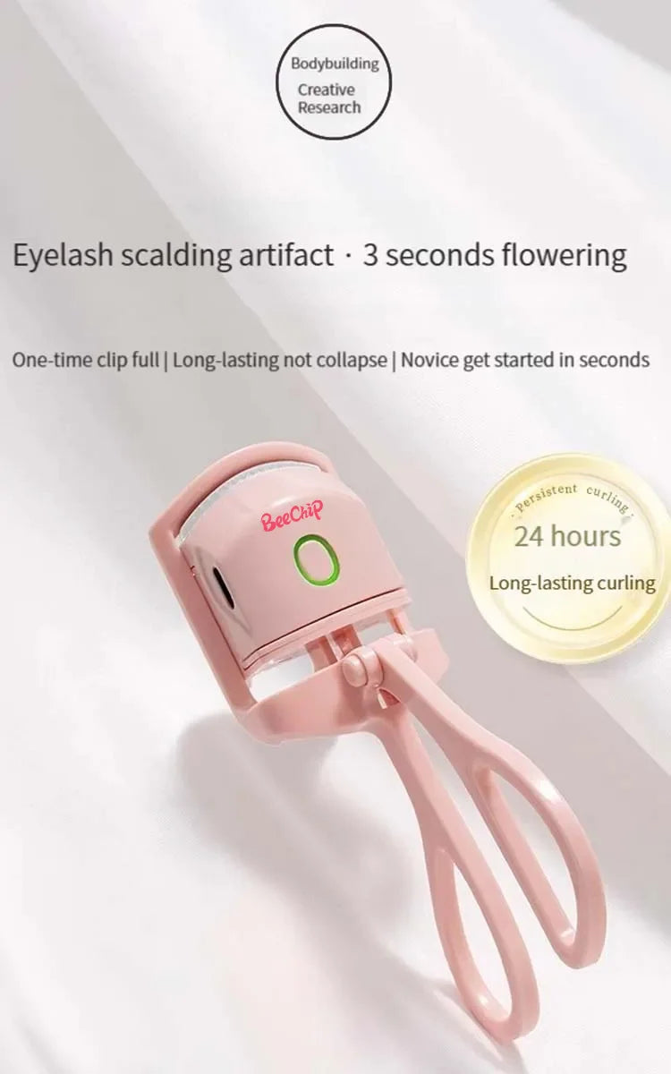 BeeChip Rechargeable Pink Electric Eyelash Curler – Fast Heating & Long-Lasting Curls