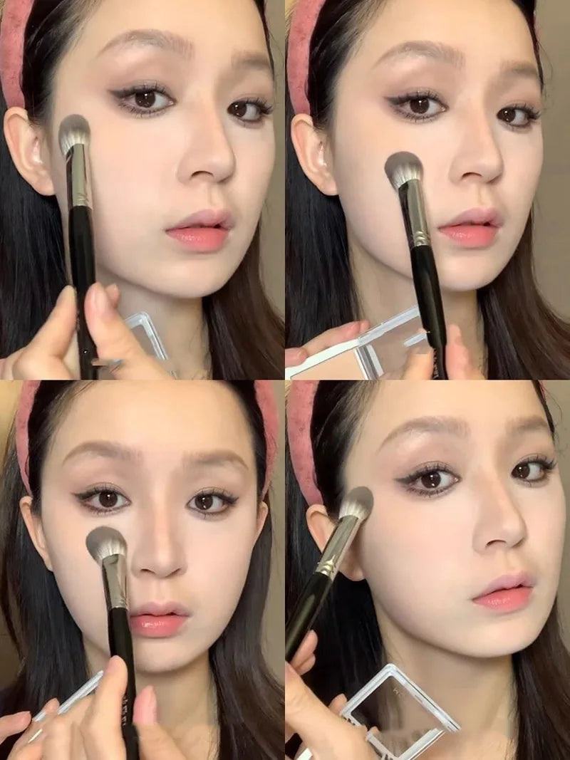 فرشاة أحمر الخدود "قلب الخوخ" من كارسينجيرل | فرشاة مسطحة دقيقة لبودرة الخدود، الكريم، والسائل