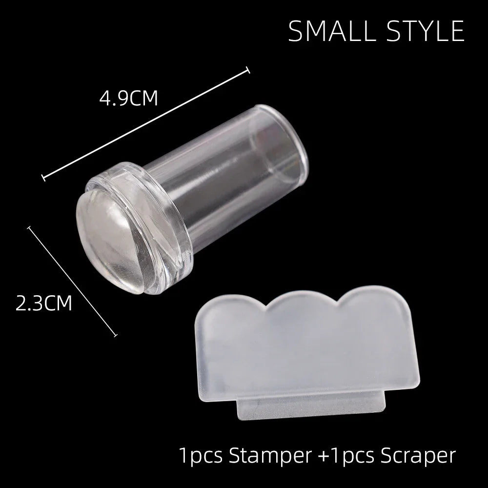 Kit de estampación de uñas de silicona transparente LuxuryGlow: estampador y raspador de diseño francés