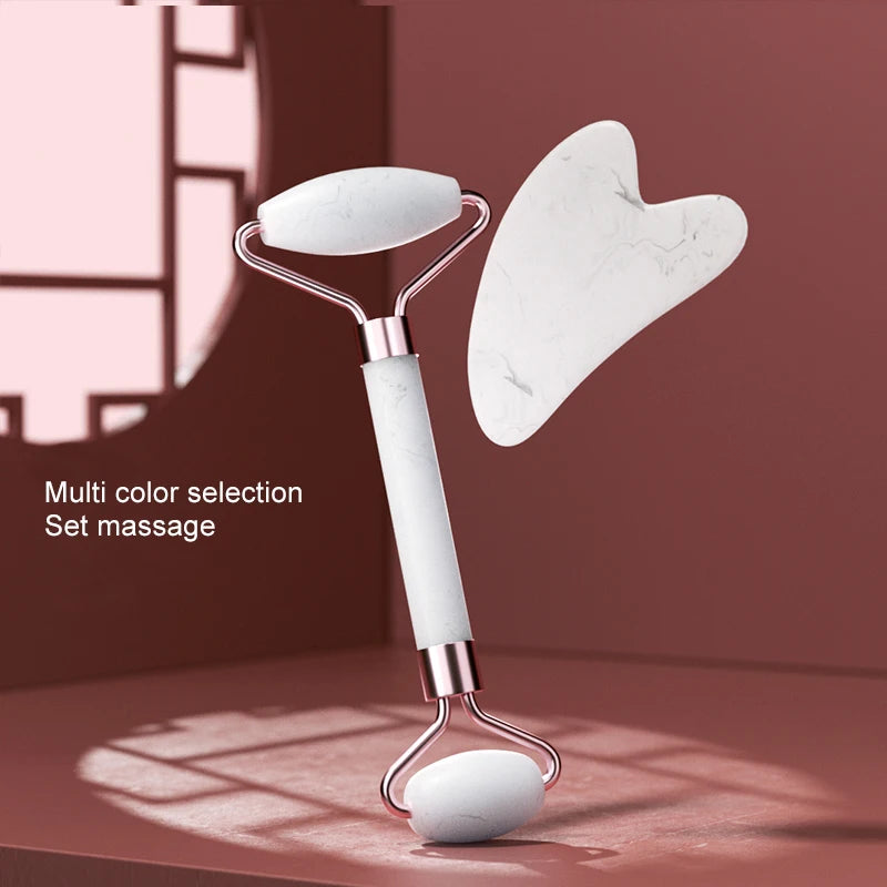 Rodillo masajeador facial de resina 3 en 1 LuxuryGlow: para rostro, cuello y ojos