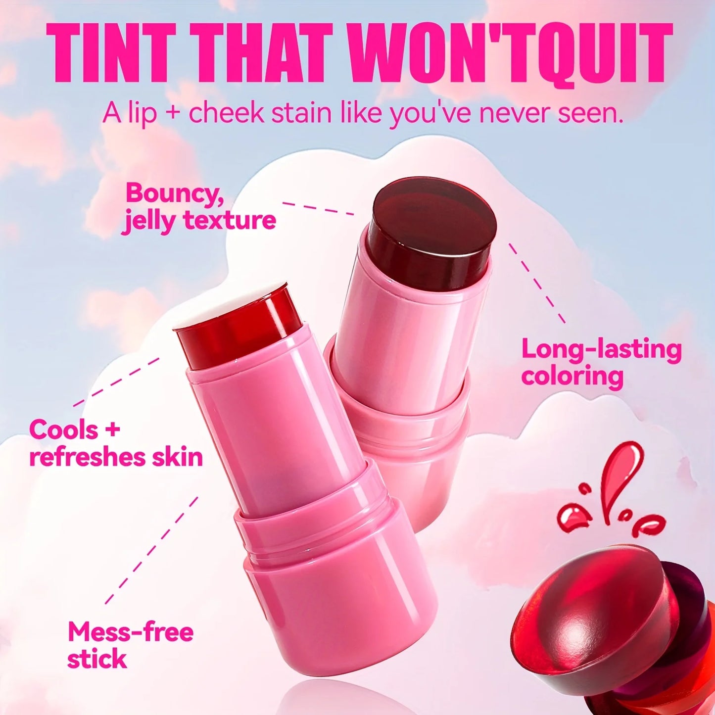 MLSMILE Jelly Blush &amp; Lip Tint Stick: ligero, duradero y con un brillo natural