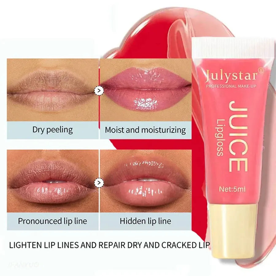 Aceite labial en gelatina Crystal Clear de Julystar: brillo labial hidratante y suavizante con aroma afrutado.