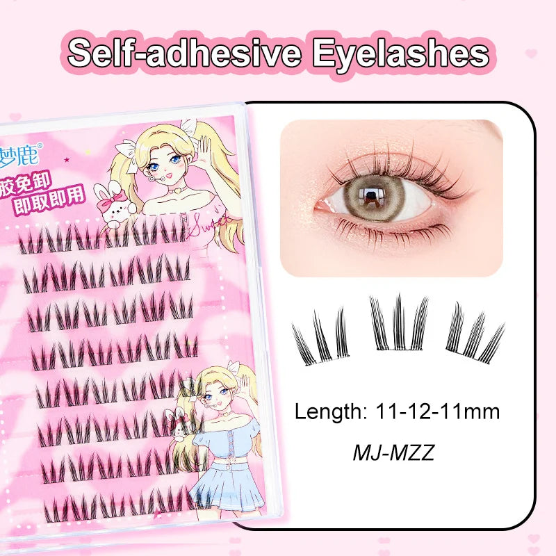 LuxuryGlow Self-Adhesive Eyelash Clusters – No-Glue, Reusable, Natural Look Lashes