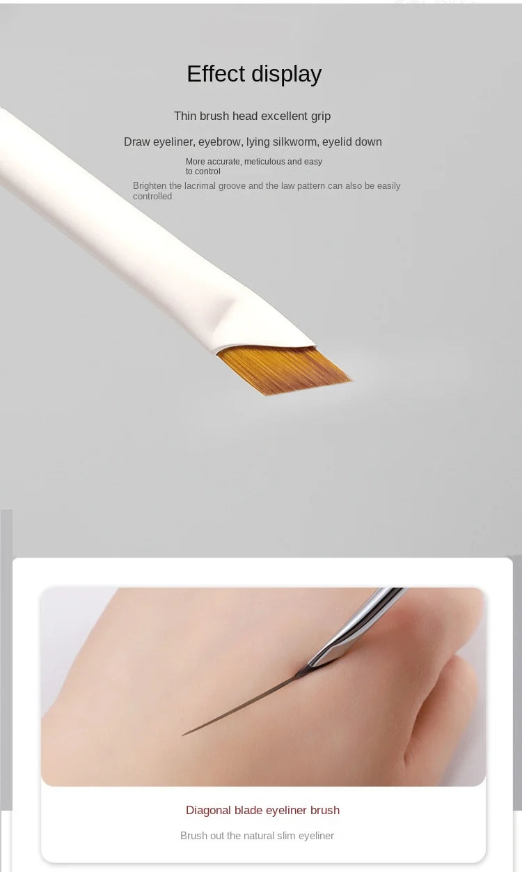 WOKO Ultra-Thin Precision Blade Eyeliner & Eyebrow Brush – White Wooden Handle