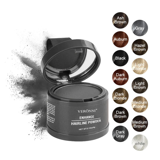 Polvos de lujo para la línea del cabello, resistentes al agua y con brillo: 14 colores para cubrir y corregir raíces (4 g)
