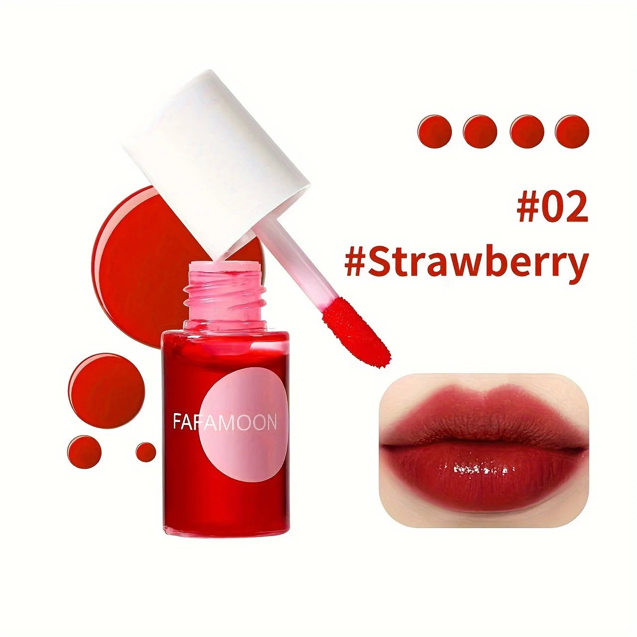 Brillo labial hidratante a prueba de agua con tinte afrutado Fafamoon: 4 colores, resistente al agua