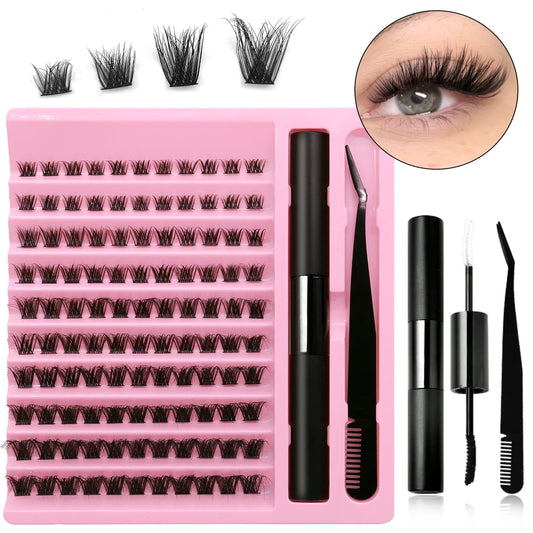 GROINNEYA DIY Lash Extension Kit – Waterproof Lash Bond & Seal with Tweezers for Salon-Quality Lash Clusters at Home