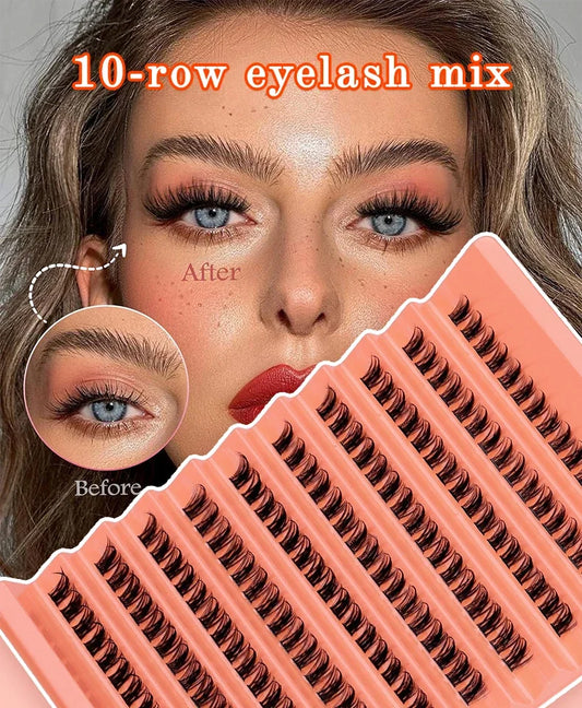 مجموعة رموش JPNPL MJ Lashes 40D DIY لتمديد الرموش - 120 قطعة من عناقيد المنك الصناعي على شكل حرف D