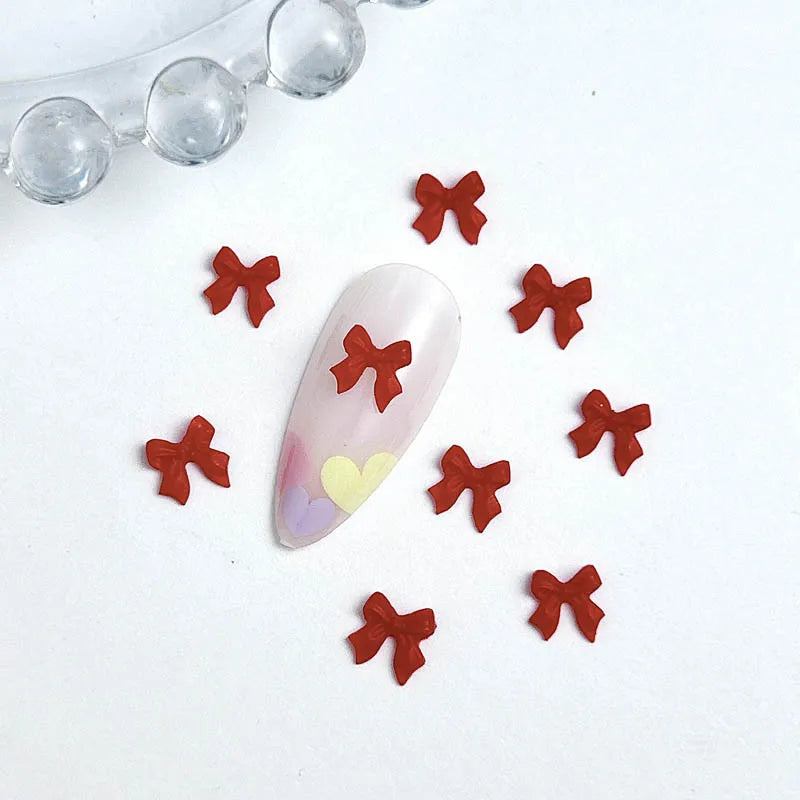 LuxuryGlow 50Pcs 3D Resin Bowknots Nail Art Decorations – Mini Acrylic Ribbon Charms for DIY Nails