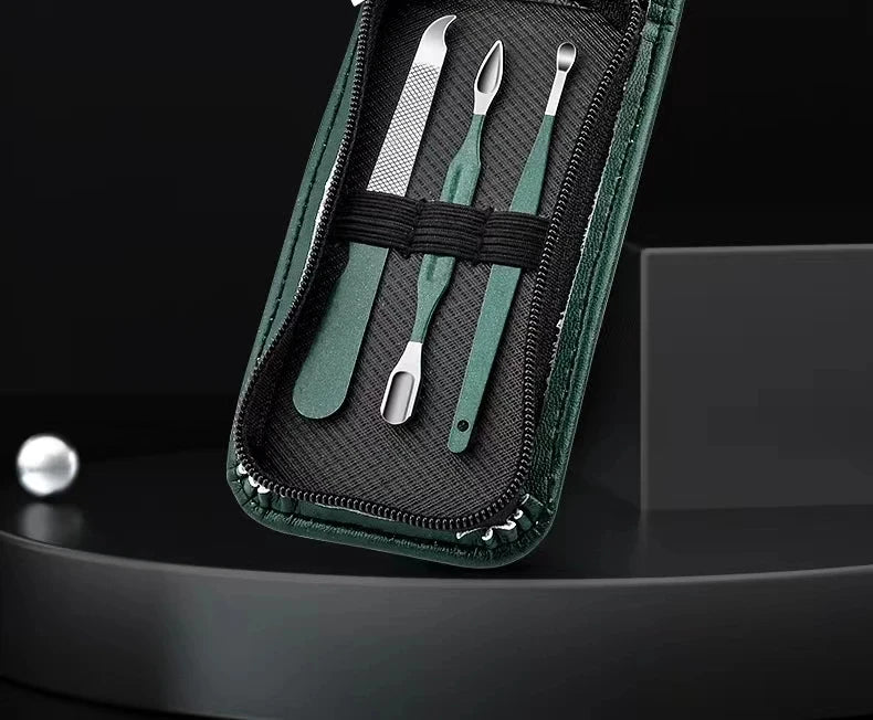 Juego de cortaúñas premium LuxuryGlow de 6 piezas: kit de manicura y cuidado personal de acero inoxidable para hombres y mujeres
