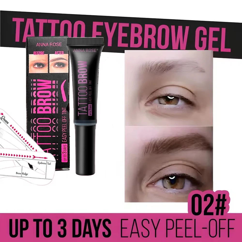 Gel de cejas LuxuryGlow resistente al agua, despegable y con plantillas: a prueba de manchas, duración de 3 días