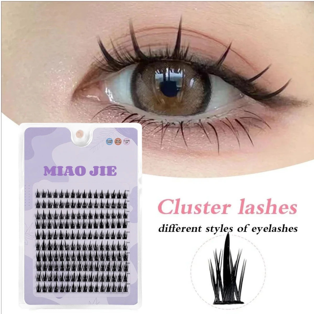 رموش MIAOJIE JPNPL 160 صفًا من الرموش العنقودية - رموش صناعية طبيعية من فرو المنك