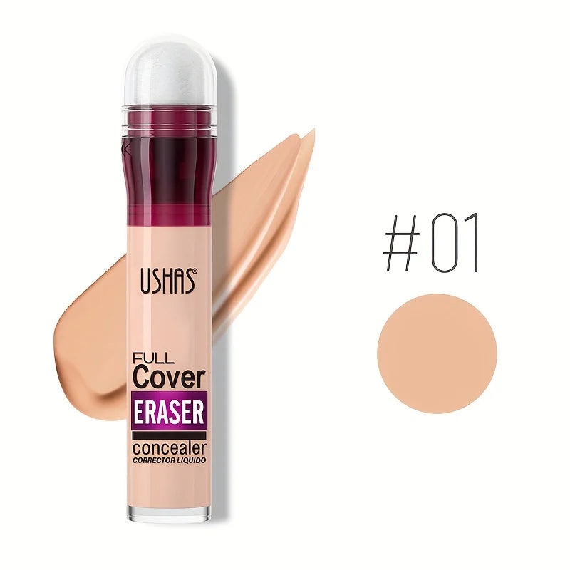 USHAS Sponge Head Liquid Concealer – Long-Lasting, Moisturizing & Full Coverage for Dark Circles, Acne & Blemishes