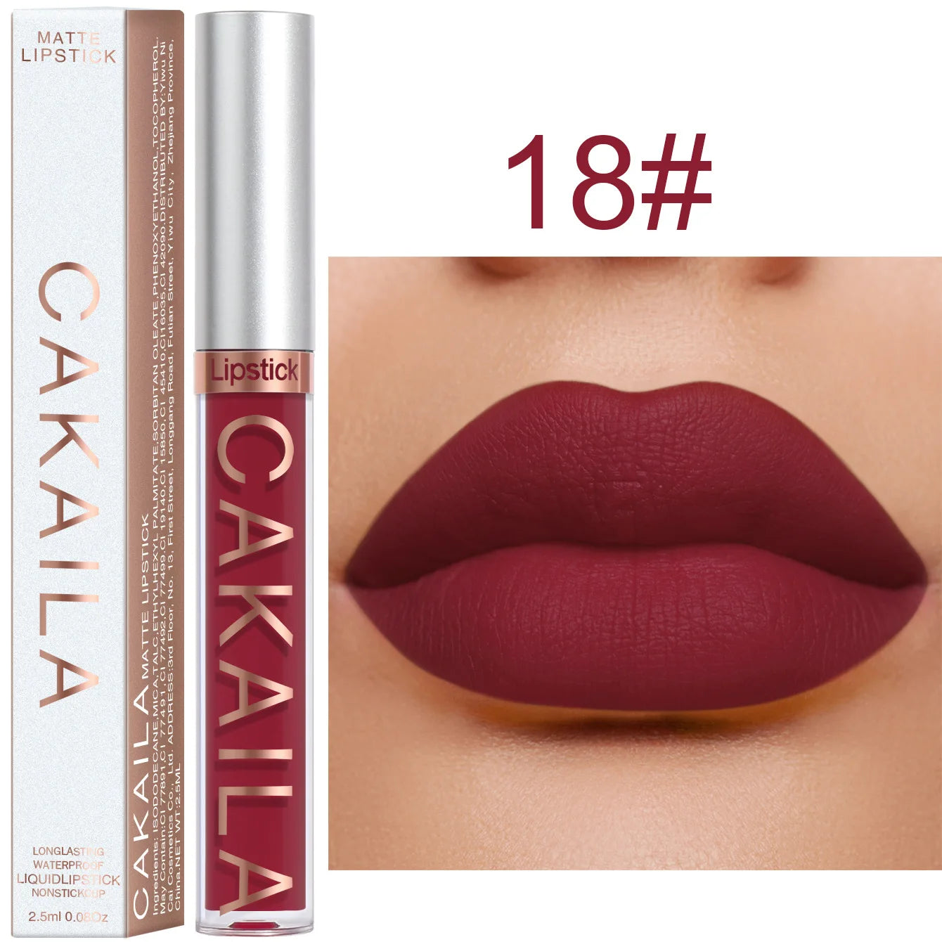 CAKAILA Waterproof Lipstick — Nude, Brown & Matte Red | 24-Hour Long-Lasting