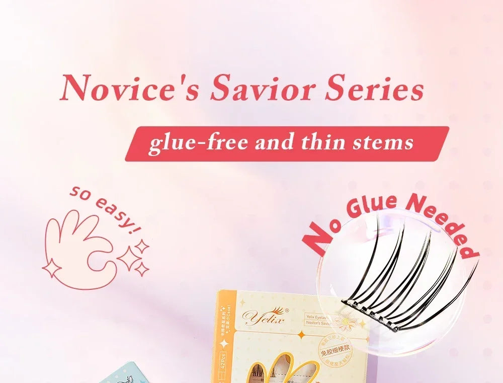 Yelix Fairy Glue-Free Reusable False Eyelashes – Easy DIY Segmented Lashes for Natural Look