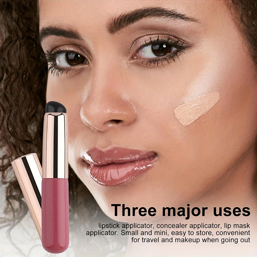 Pincel labial portátil de silicona LuxuryGlow con funda: miniaplicador para bálsamo y lápiz labial | Herramienta higiénica y fácil de transportar