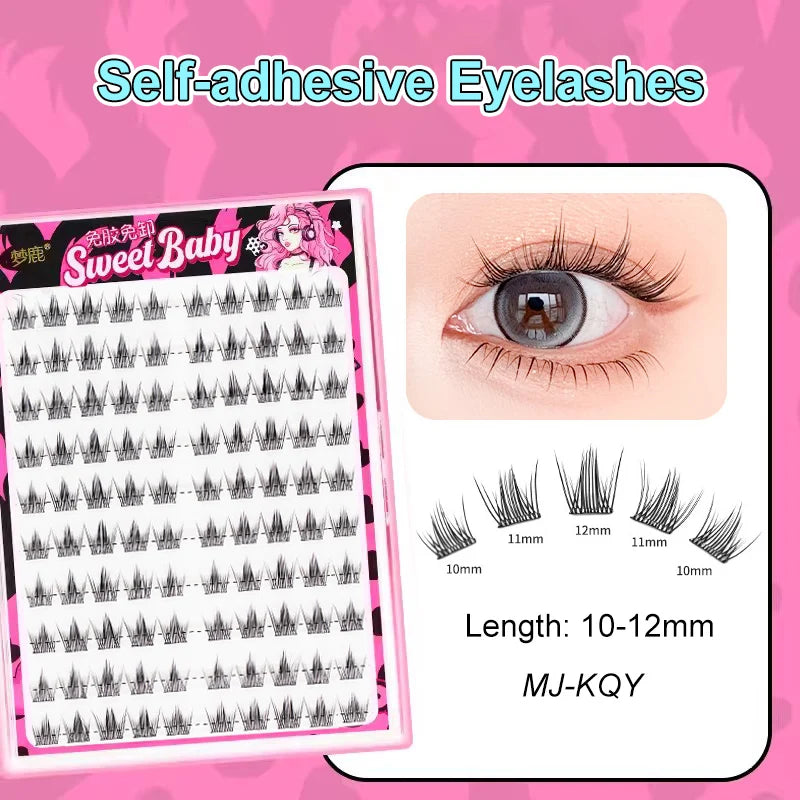 LuxuryGlow Self-Adhesive Eyelash Clusters – No-Glue, Reusable, Natural Look Lashes