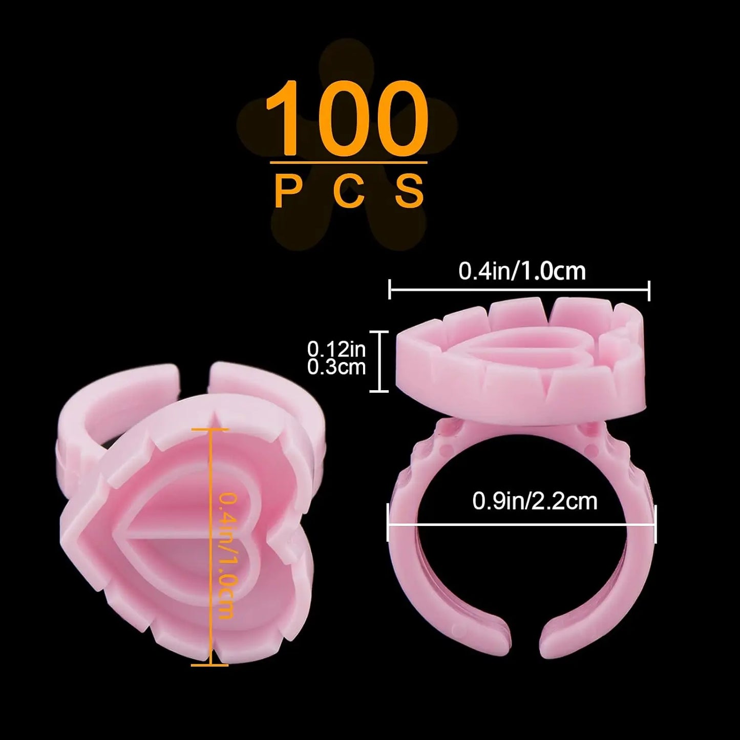 FOEONCO 100PCS Disposable Heart-Shaped Glue Rings – Eyelash & Tattoo Pigment Cups