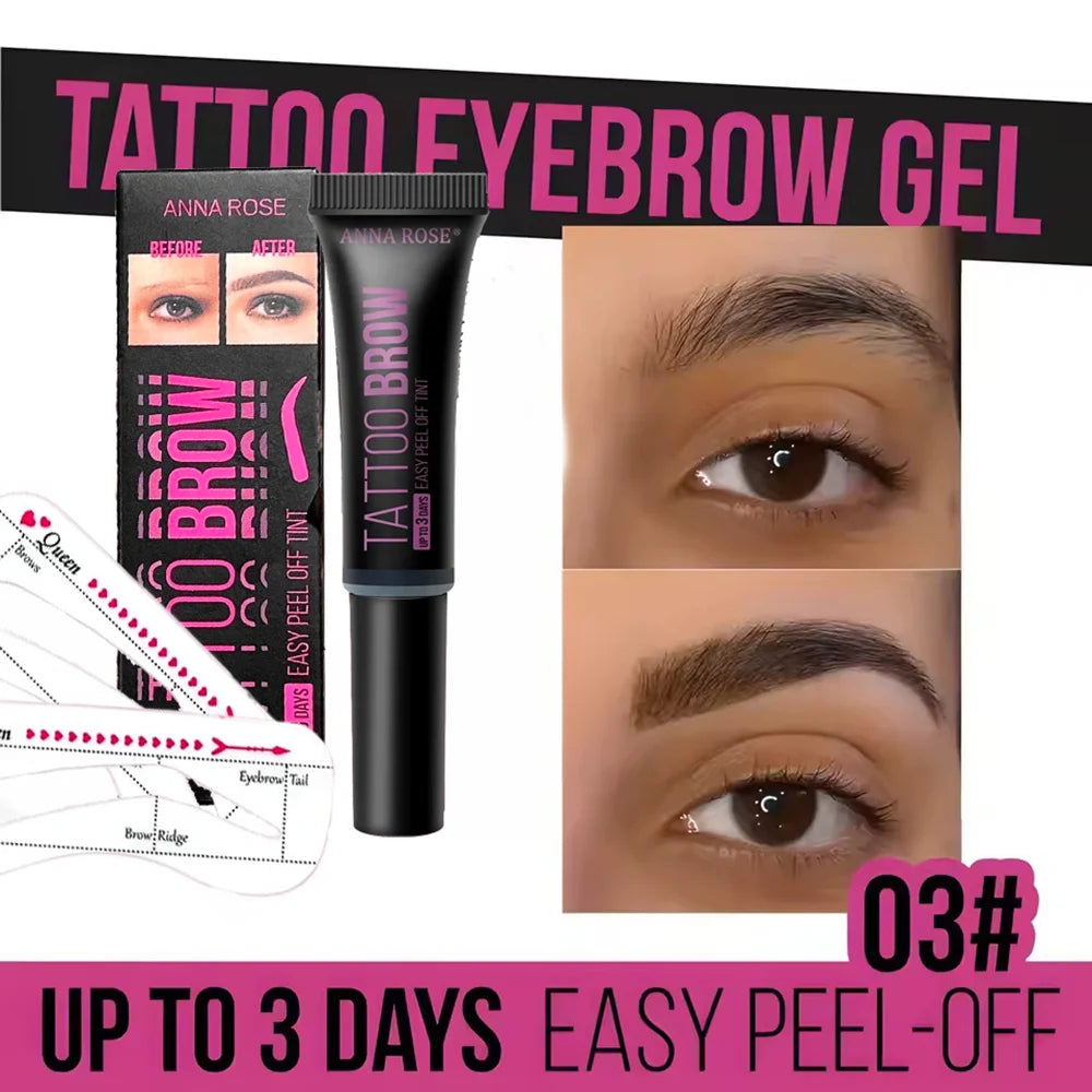 Gel de cejas LuxuryGlow resistente al agua, despegable y con plantillas: a prueba de manchas, duración de 3 días