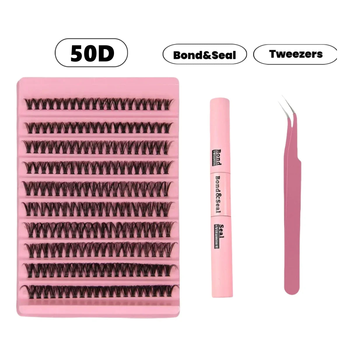 مجموعة تمديد الرموش JPNPL MJ DIY - 200 قطعة من الرموش العنقودية مع غراء الترابط والختم