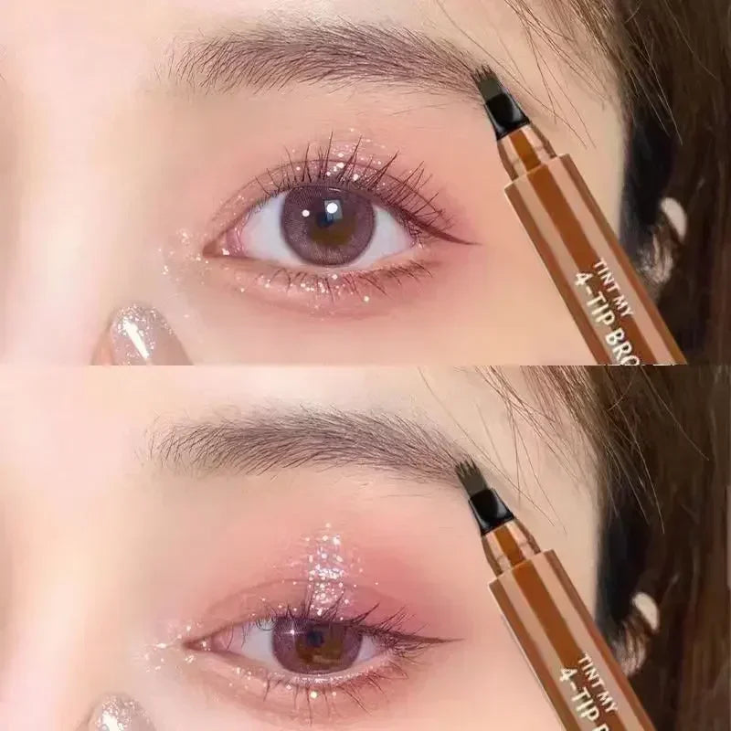 Lápiz de cejas microblading LuxuryGlow de 4 puntas: resistente al agua y a las manchas, potenciador de cejas de aspecto natural.