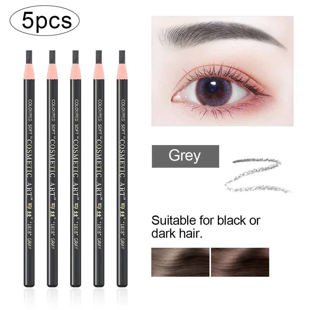 LuxuryGlow 5pcs Professional Microblading Eyebrow Pencil Set — Waterproof & Long-Lasting