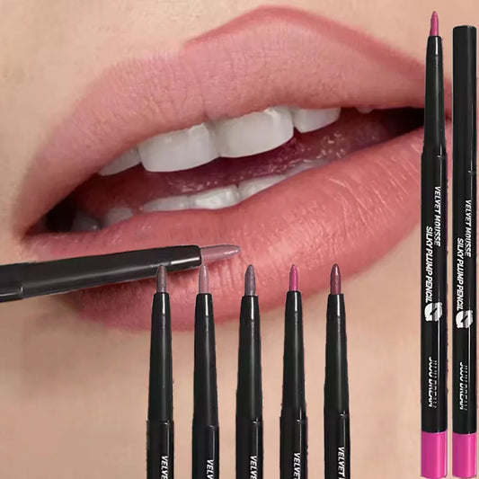 Lápiz delineador de labios mate a prueba de agua LuxuryGlow: 5 tonos duraderos y resistentes a las manchas para un contorno y una definición de labios perfectos.