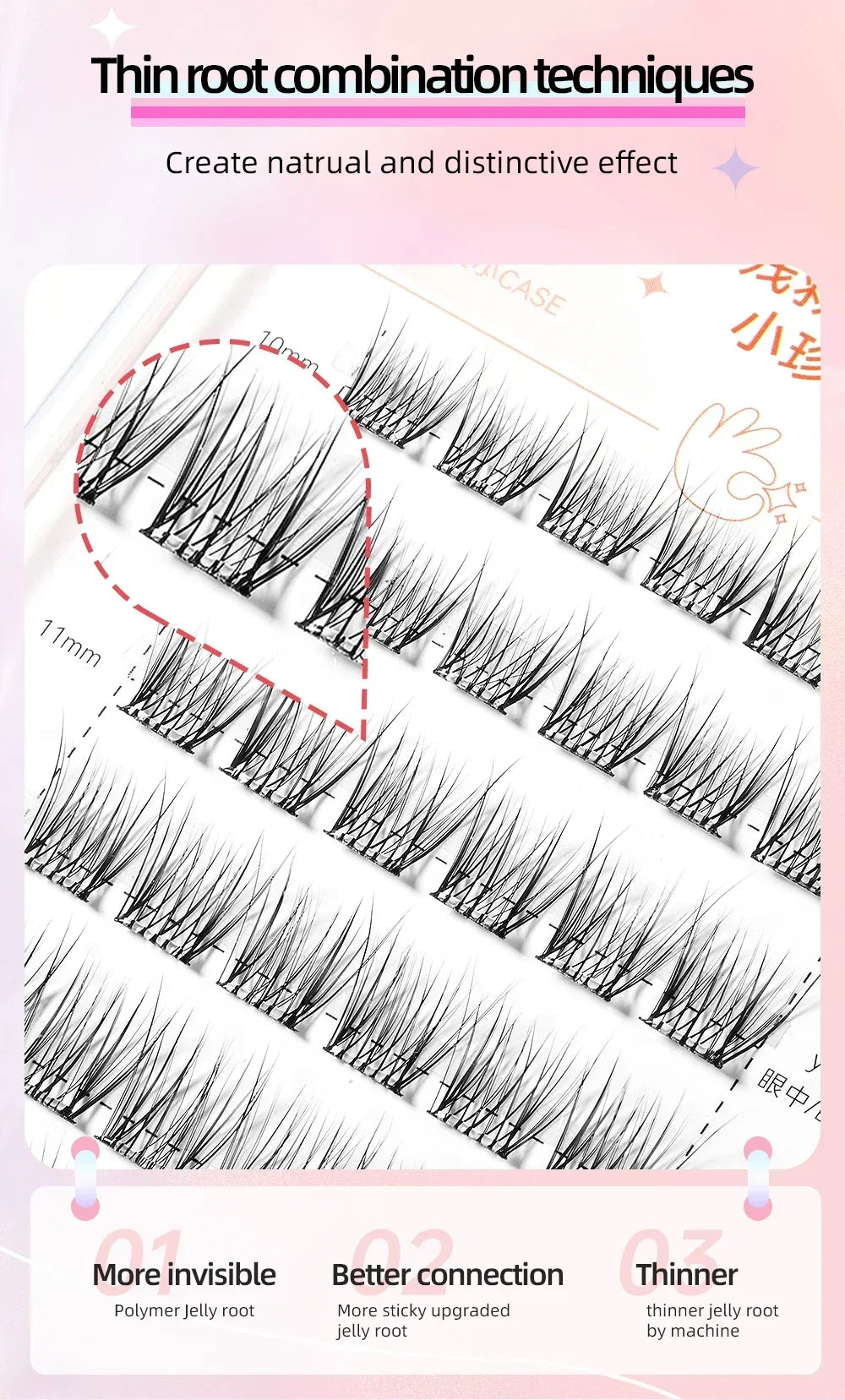 Yelix Fairy Glue-Free Reusable False Eyelashes – Easy DIY Segmented Lashes for Natural Look
