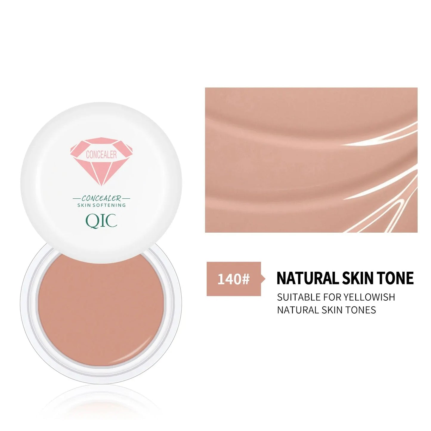 Corrector y crema BB QIC de alta cobertura, resistente al agua: de larga duración y antiojeras.