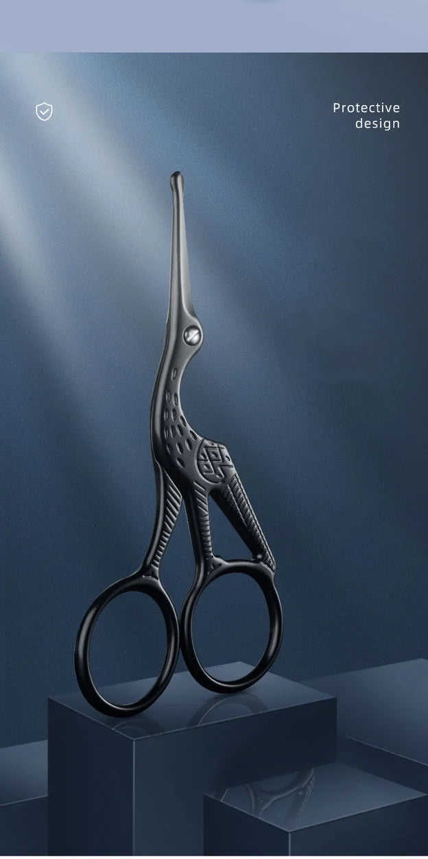 LuxuryGlow Stainless Steel Facial Hair Scissors – Rounded Tip for Nose, Beard & Eyebrow