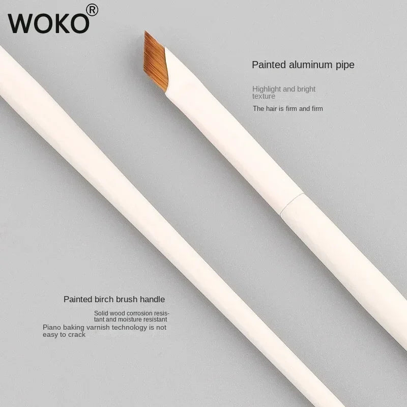 WOKO Ultra-Thin Precision Blade Eyeliner & Eyebrow Brush – White Wooden Handle
