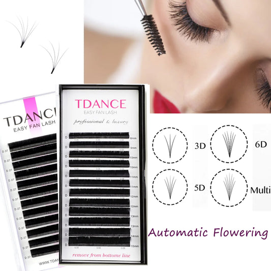 TDANCE Easy Fan Eyelash Extensions | 12-Row Faux Mink Volume Lashes | Fast Blooming for Natural to Glam Looks C30