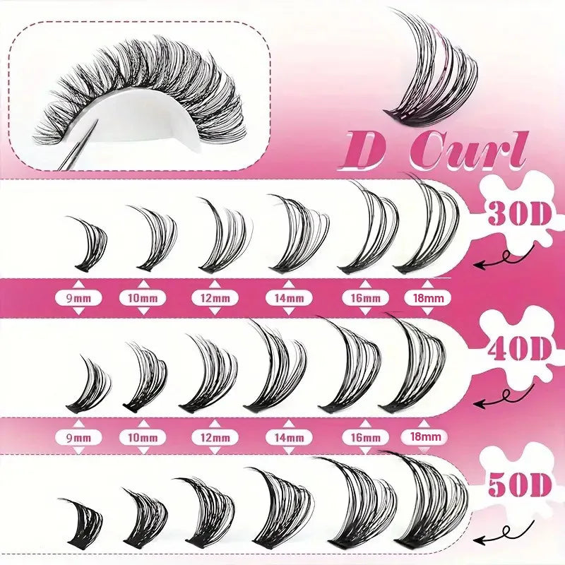 مجموعة رموش MIAOJIE D Curl من 640 قطعة - رموش صناعية فردية بطول 9-16 مم