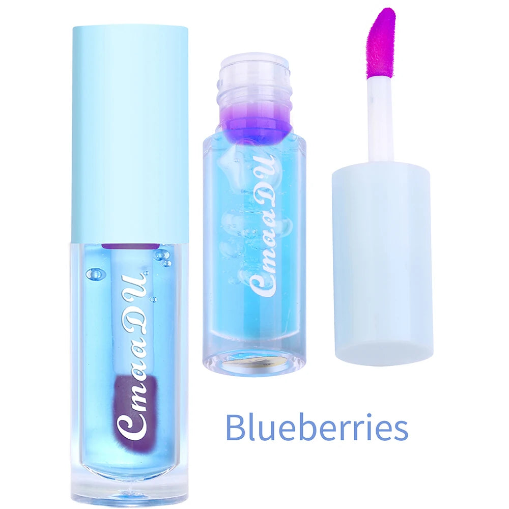 Brillo labial CmaaDu de 6 colores con sabor a frutas: brillo hidratante, duradero y que cambia de color.