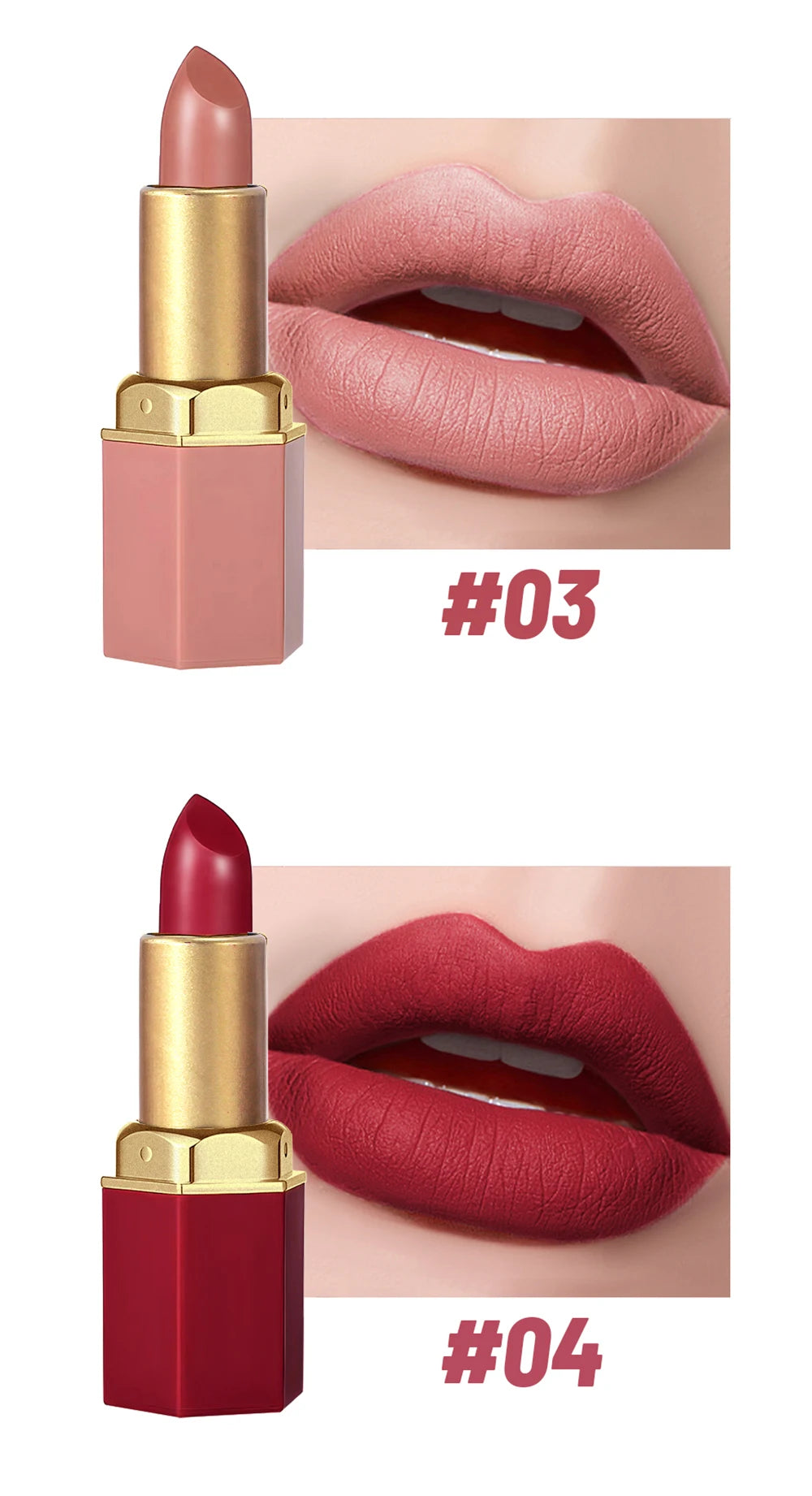Set de labiales mate LuxuryGlow de 6 colores Gold Bar: textura aterciopelada y acabado perlado