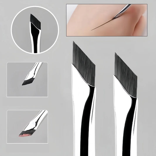 LuxuryGlow Ultra-Thin Angled Eyeliner & Eyebrow Brush | Precision Makeup Tool