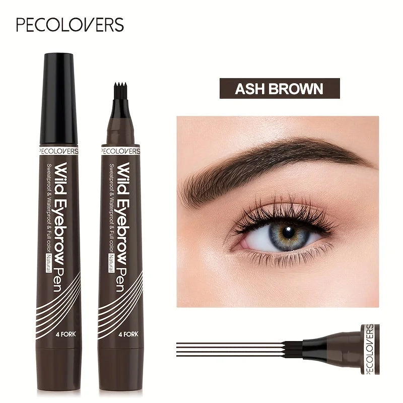 LuxuryGlow 4-Tip Waterproof Eyebrow Tattoo Pen – Long-Lasting Liquid Brow Enhancer (6 Shades)
