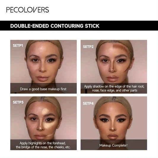 Lápiz iluminador y contorneador LuxuryGlow de doble cabezal: lápiz de maquillaje en crema resistente al agua