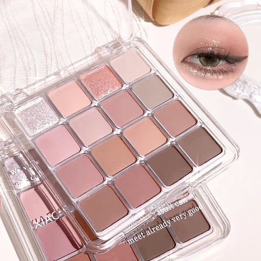 LuxuryGlow Sunset Magic 16-Color Eyeshadow Palette – Matte, Shimmer & Glitter Earth Tones