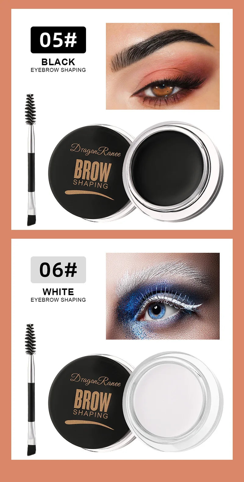 Dragon Ranee 6-Color Eyebrow Styling Cream – Long-Lasting Waterproof Brow Gel