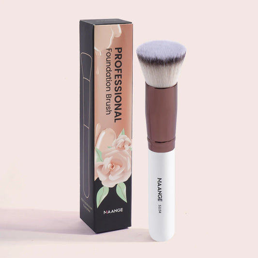 MAANGE 2PCS Makeup Brush Set – Flat & Angled Kabuki for Foundation, Powder, Blush