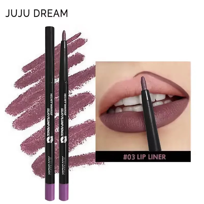 Lápiz delineador de labios mate a prueba de agua LuxuryGlow: 5 tonos duraderos y resistentes a las manchas para un contorno y una definición de labios perfectos.