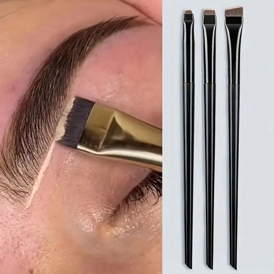 LuxuryGlow 3-Piece Eyeliner & Eyebrow Brush Set – Ultra-Fine & Flat Precision Tools