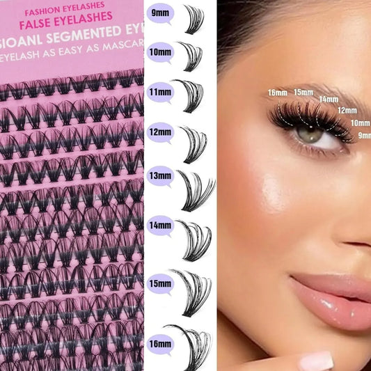 LuxuryGlow 280pcs DIY Cluster Eyelash Extensions 30D/40D Mix Length – Natural Look