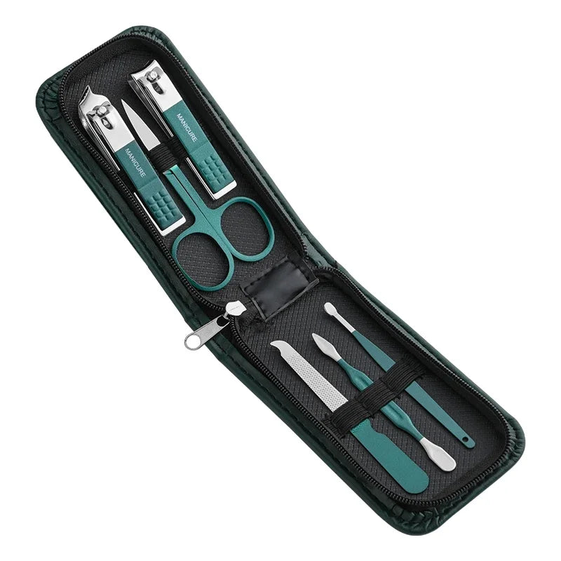 Juego de cortaúñas premium LuxuryGlow de 6 piezas: kit de manicura y cuidado personal de acero inoxidable para hombres y mujeres