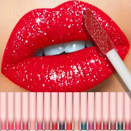 DUNUF Waterproof Pearlescent Lipstick – Long-Lasting Shimmer Lip Gloss for Daily & Stage Makeup