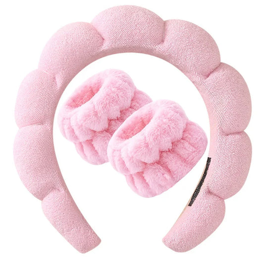 Xihui 3 PCS Face Wash Headband & Wristband Set | Soft Hairband for Makeup & Spa