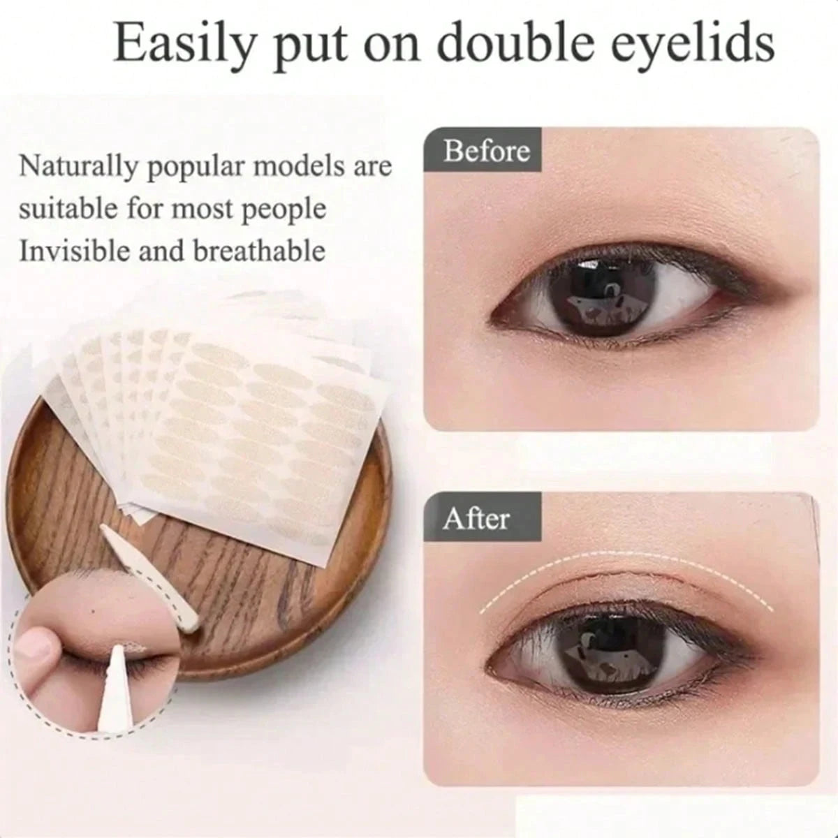WRDEW 240Pcs Invisible Double Eyelid Tape – Self-Adhesive, Natural Look with Tools
